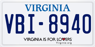 VA license plate VBI8940