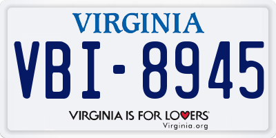 VA license plate VBI8945