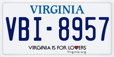VA license plate VBI8957
