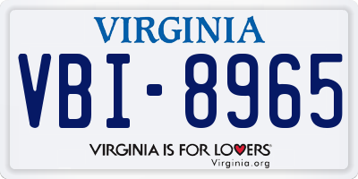 VA license plate VBI8965