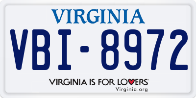 VA license plate VBI8972