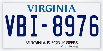 VA license plate VBI8976