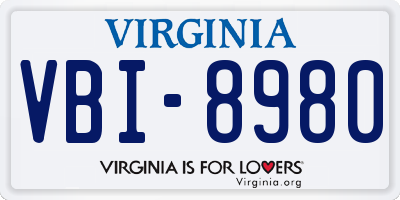 VA license plate VBI8980