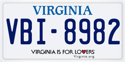 VA license plate VBI8982