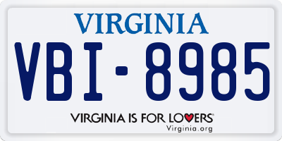 VA license plate VBI8985