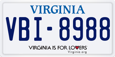 VA license plate VBI8988