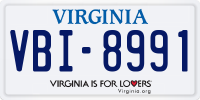VA license plate VBI8991