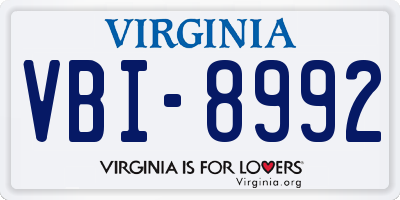 VA license plate VBI8992