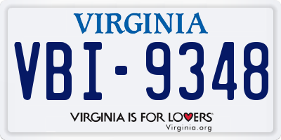 VA license plate VBI9348