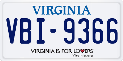 VA license plate VBI9366