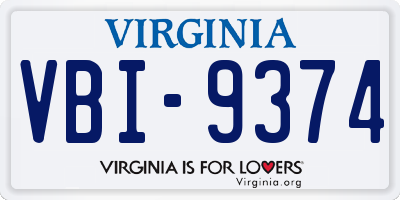 VA license plate VBI9374