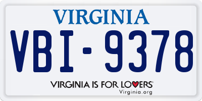 VA license plate VBI9378
