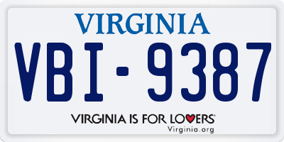 VA license plate VBI9387