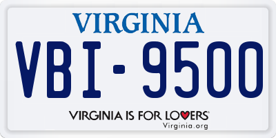 VA license plate VBI9500
