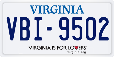 VA license plate VBI9502