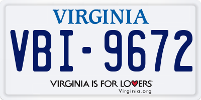 VA license plate VBI9672