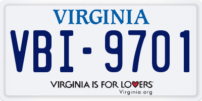 VA license plate VBI9701
