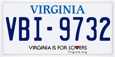 VA license plate VBI9732