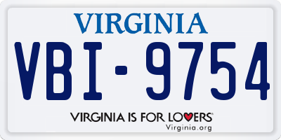 VA license plate VBI9754