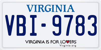 VA license plate VBI9783