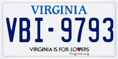 VA license plate VBI9793