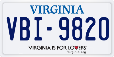 VA license plate VBI9820