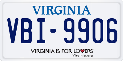 VA license plate VBI9906