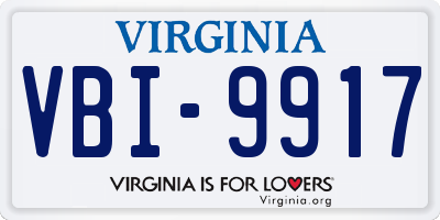 VA license plate VBI9917