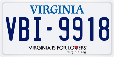 VA license plate VBI9918