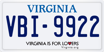 VA license plate VBI9922