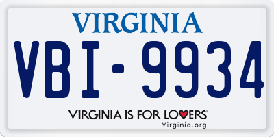 VA license plate VBI9934