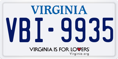 VA license plate VBI9935
