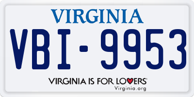 VA license plate VBI9953