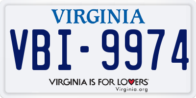 VA license plate VBI9974