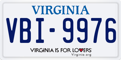 VA license plate VBI9976