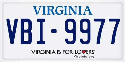 VA license plate VBI9977