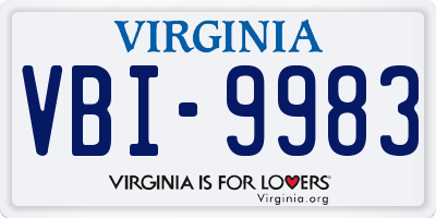 VA license plate VBI9983