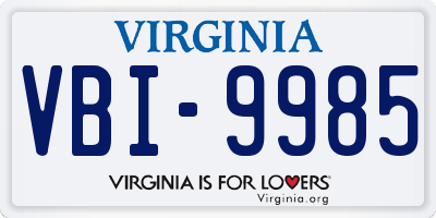 VA license plate VBI9985