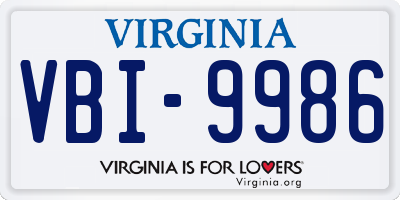 VA license plate VBI9986