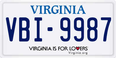 VA license plate VBI9987