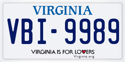 VA license plate VBI9989