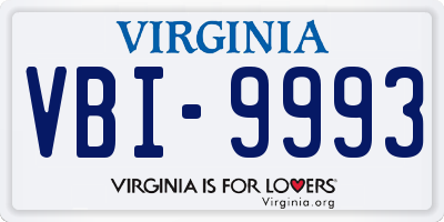VA license plate VBI9993