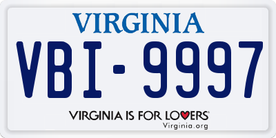 VA license plate VBI9997