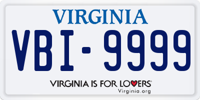 VA license plate VBI9999