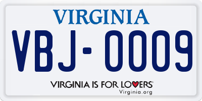 VA license plate VBJ0009