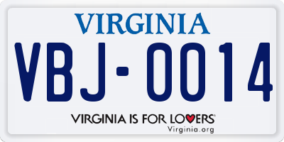 VA license plate VBJ0014