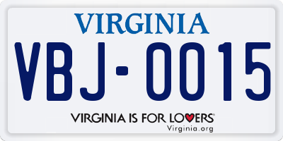 VA license plate VBJ0015
