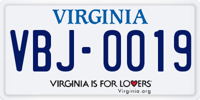 VA license plate VBJ0019