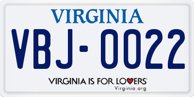VA license plate VBJ0022