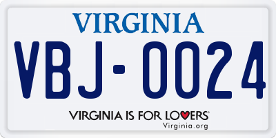 VA license plate VBJ0024